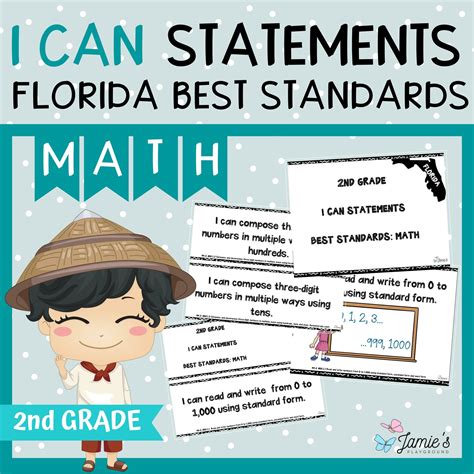 Florida BEST Standards- 2nd Grade MATH I Can Statements - Full & Half ...