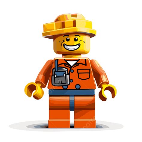 Lego Minifigure Vector, Sticker Clipart The Lego Person In Orange Hat ...
