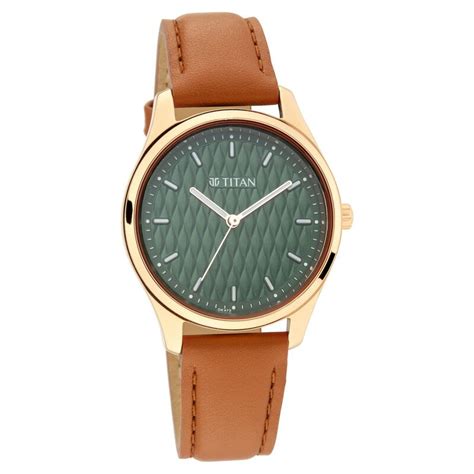 Titan Workwear Green Dial Analog Leather Strap Watch For Women – The ...
