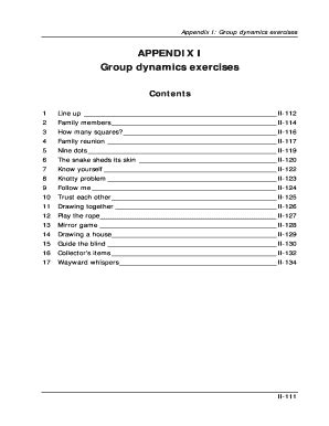 Fillable Online APPENDIX I Group dynamics exercises - alisonhoward.com ...