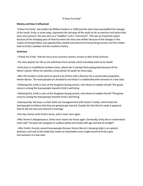 A Rose For Emily Summary Theme at Alfred Wilson blog
