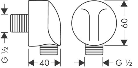 hansgrohe Wall outlet: FixFit, Wall outlet E without non-return valve ...