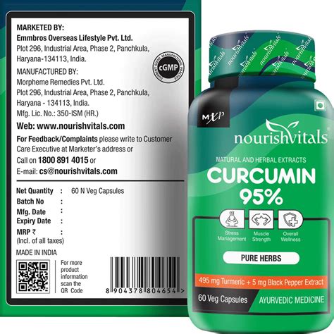Buy NOURISHVITALS CURCUMIN 95% CURCUMINOIDS 500 MG TURMERIC WITH ...