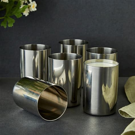 Buy Corsica Aristo Set of 6 Stainless Steel Glasses - 350ml from ...
