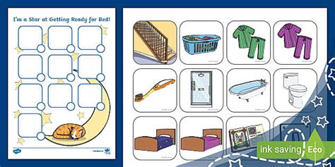 Visual Tick List for Home Routines: Getting Ready for Bed