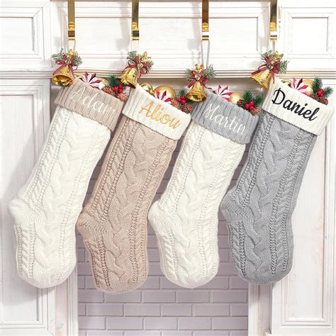 Christmas Stockings Personalized 1 Pack Custom Name 18” Large Knitted ...