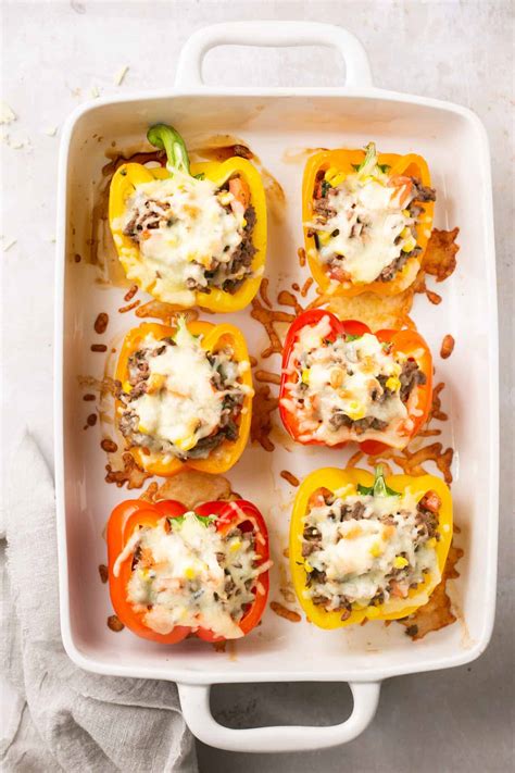 Healthy Stuffed Peppers with Ground Beef (Easy 30 Minute Recipe ...