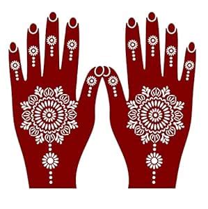 Ivana's 2 Pcs Heena Tatto Stencil for Both Hand Set, India Henna Style ...
