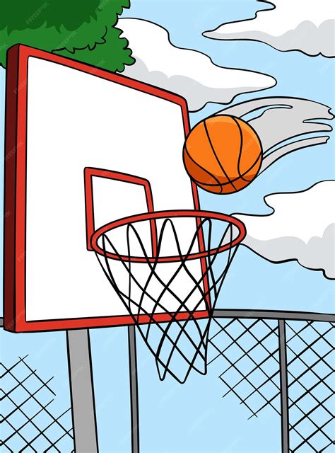 Premium Vector | This cartoon clipart shows a Basketball Hoop and Ball ...