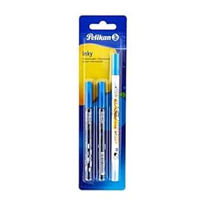 Pelikan Set 2 x Ink Pen Inky Blue 273 + Ink eradicator Super Sheriff ...