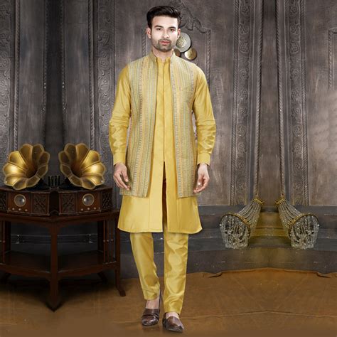 Golden Aura Indowestern Ensemble for Men – Suvidha Fashion