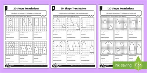 2D Shape Translations: Differentiated Worksheets - Twinkl