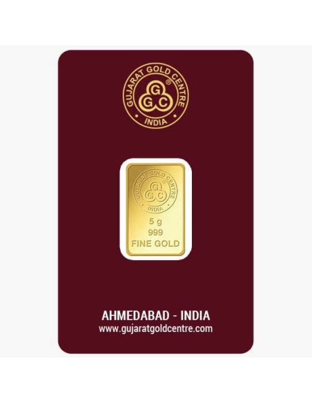 Gujarat Gold Centre Gold Bar Of 5 Gram Gold 24Kt in 999 Purity / Fine