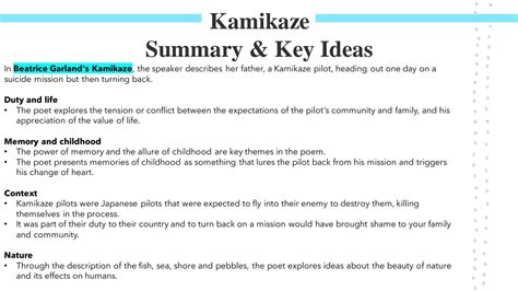 Kamikaze Poem Analysis for GCSE: Line by Line Guide, Quotes, and Themes ...