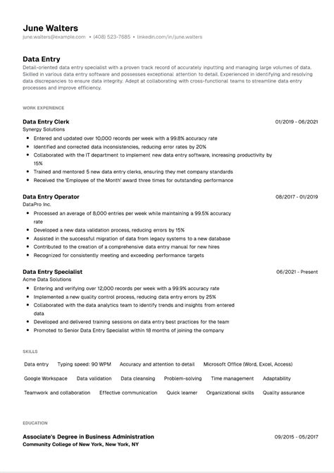 Image result for Sample Resume for Data Entry