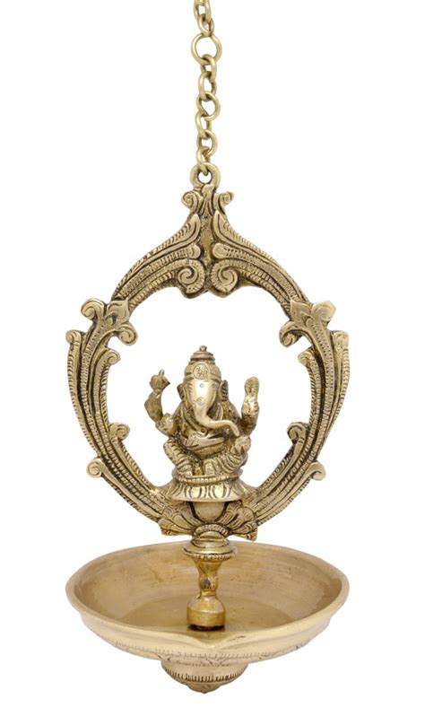 Buy Ganesha Hanging Oil Wick Diya Brass Showpiece Online at Best Price
