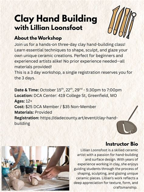 Clay Hand Building Workshop, 419 College Street, Greenfield, MO, 29 ...
