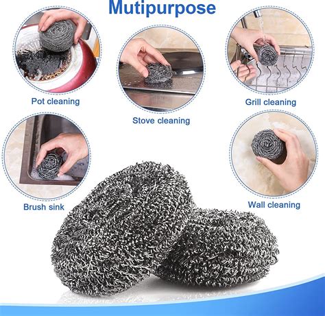 12 Pack Upgraded Stainless Steel Wool Scrubbers by ovwo - Heavy Duty ...