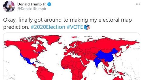 US election: As Americans vote, Donald Trump's son tweets world map to ...