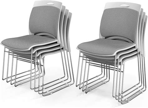 VINGLI Stackable Chairs Set of 8, Stacking Office Chairs with Metal ...