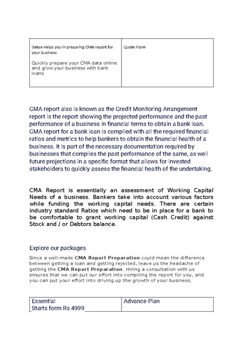 CMA report for your business - Getax Helps you in preparing CMA report ...