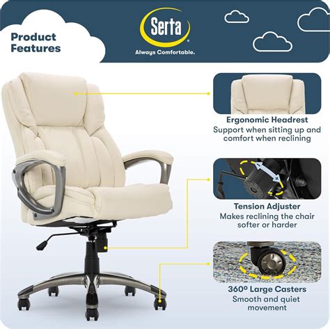 Serta Garret Executive Office Chair, Ergonomic India | Ubuy