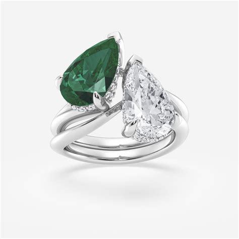 Lantana 2 3/4 ctw Pear Lab Grown Diamond and 12.44x7.67mm Pear Shape ...