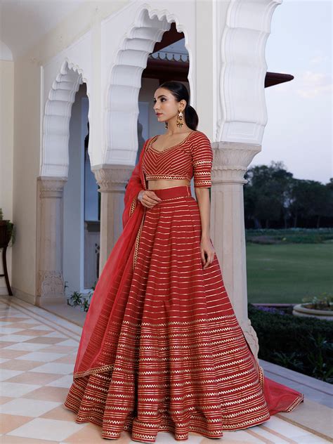 Merlot Red Cotton Lehenga Set – Ragavi