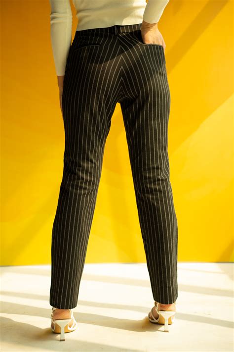 Buy Women's Black Stripe Power Stretch Trouser Online in India