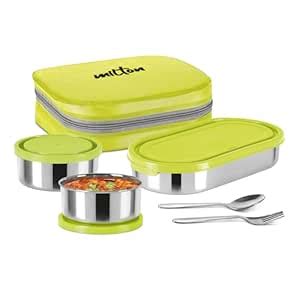 Buy MILTON Cubite Stainless Steel Tiffin, 3 Containers (280 ml, 280 ml ...