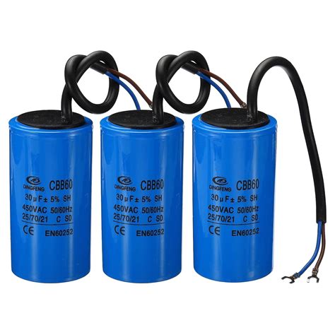 PATIKIL CBB60 30uF Running Capacitor, 3pcs AC 450V 2 Wires 50/60Hz ...