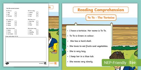 To To Grade 1 Reading Comprehension Worksheet - Twinkl