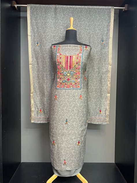 Multicolour Floral Hand Embroidery Detailed Chanderi Salwar Set | JVR1 ...
