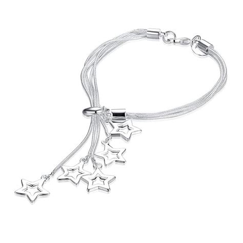 Buy Shining Diva Fashion Star Silver Charms Stylish Platinum Silver ...