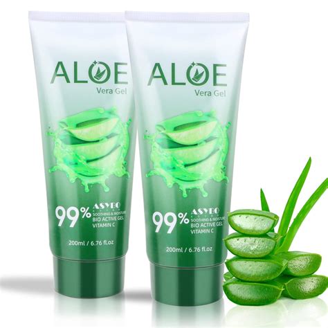 Amazon.com : ASYBO 200x2 ML Aloe Vera Gel – 99% Organic Pure Aloe Vera Hydrating Face & Body ...