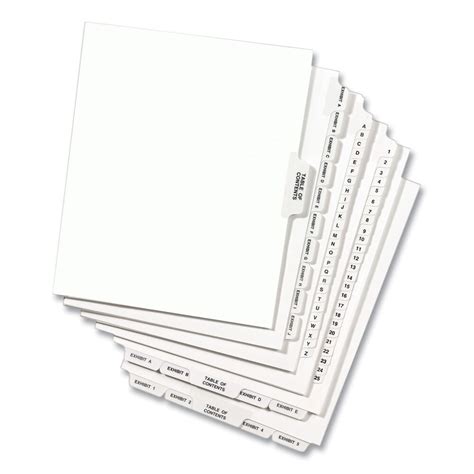 Avery 11 x 8.5 Preprinted Legal Exhibit 70 Side Tab Index Dividers ...