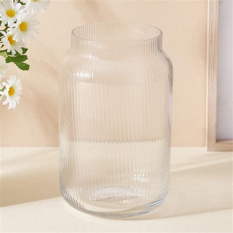 Buy Eadric Glass Ribbed Vase from Home Centre at just INR 299.0