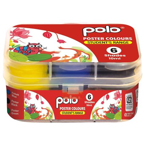 POLO POSTER COLOURS 10 ML X 12 SHADES (PLASTIC BOX) - Polo Colours