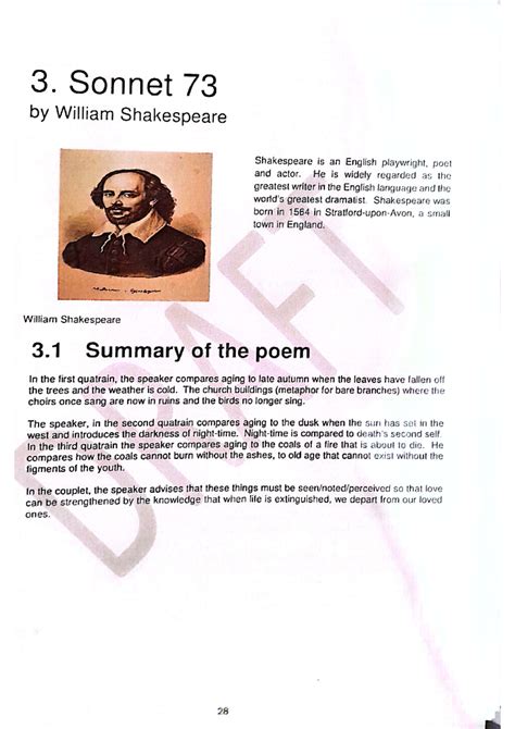 Shakespeare's Sonnet 73: Themes and Analysis of Aging - Studocu