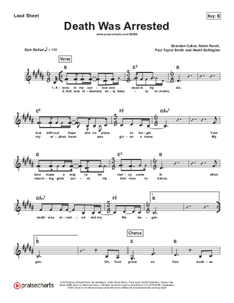 Death Was Arrested (Simplified) Sheet Music PDF (North Point Worship ...