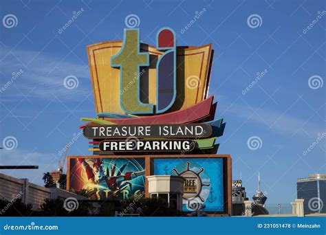 Signage Treasure Island with Free Park Editorial Stock Photo - Image of ...