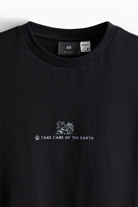 Regular Fit T-shirt - Black/Snoopy - Men | H&M IN