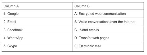 Worksheet: Internet and Web Services - Computer Application: Class 10 ...