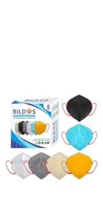 Bildos® Melt-Blown Fabric 100 Black Masks Pack 3 Layer Disposable Face ...