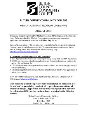 Fillable Online Program: Medical Assistant, Certificate - Butler County ...