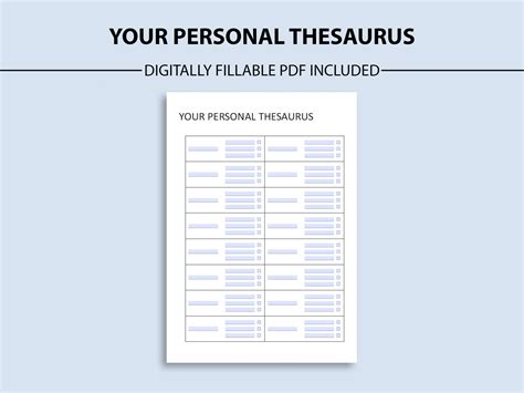 Personal Thesaurus Template: Printable Vocabulary Builder (digital Download) - Etsy