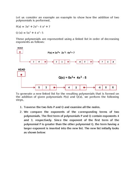 Polynomial Addition Example with Linked List Representation - Studocu