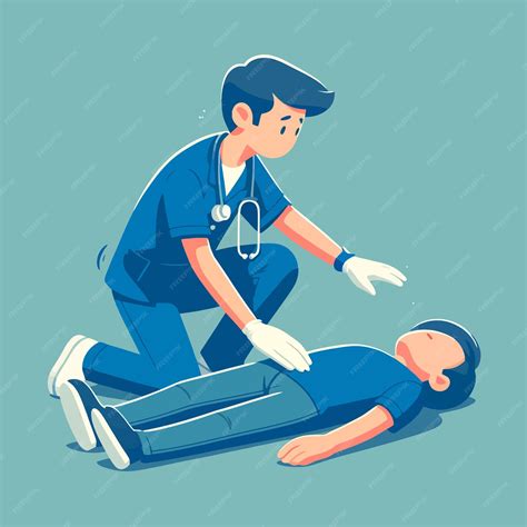 Premium Vector | Cartoon of a healthcare worker helping a fainting person