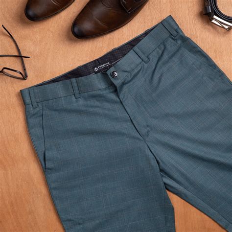 Forest Green color check blend cotton trousers pant for men – Punekar ...