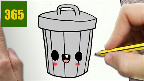 HOW TO DRAW A TRASH CAN CUTE, Easy step by step drawing lessons for ...
